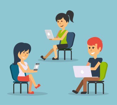 İnsanlar iş ofis tasarım düz