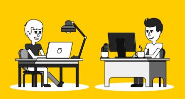 Adam iş bilgisayarla tasarım düz