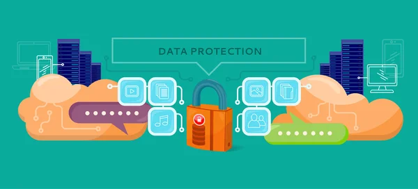 Concetto piatto di progettazione della protezione dei dati — Vettoriale Stock
