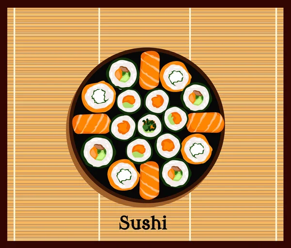 Japanese Food Sushi Design Flat — Stock Vector