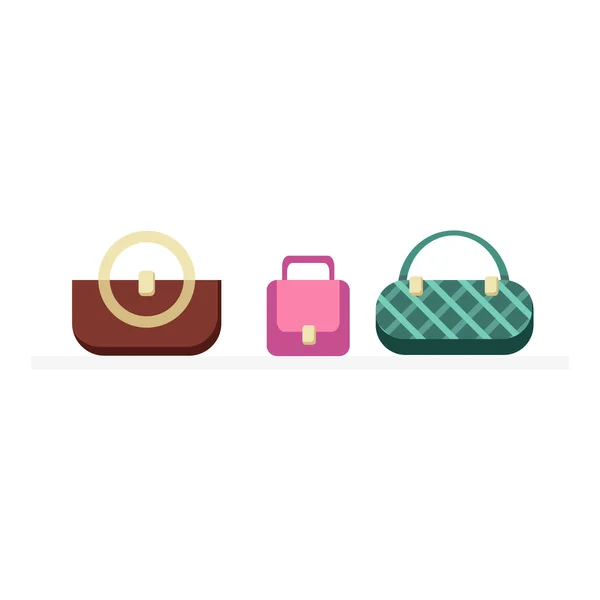 Conjunto de Bolsas de Design Plano Isolado —  Vetores de Stock