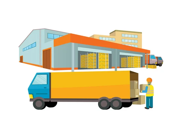 Entrepôt d'équipement de livraison — Image vectorielle