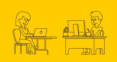 İnsanlar iş ofis tasarım düz