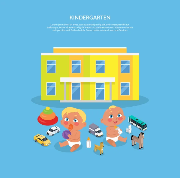 Banner plano de diseño de jardín de infancia — Vector de stock