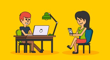 İnsanlar iş ofis tasarım düz