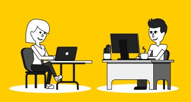 İnsanlar iş ofis tasarım düz