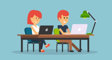 İnsanlar iş ofis tasarım düz