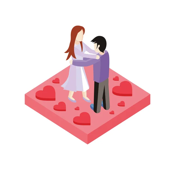 Young Love Couple Dance Isometric Style Design — 스톡 벡터