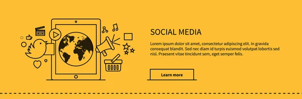 Social Media Web Page Design Flat — Vetor de Stock