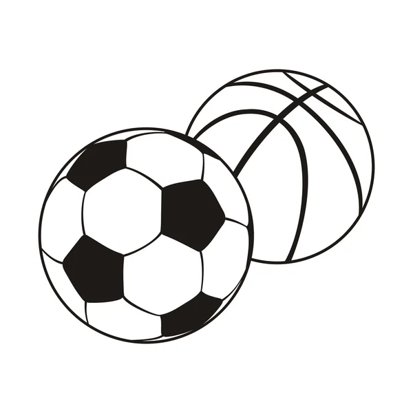 Monochroom set bal voor voetbal en basketbal — Stockvector