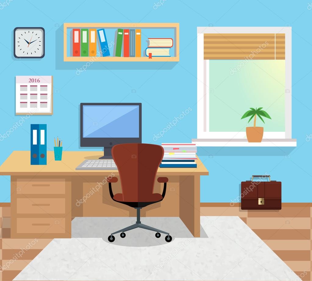 Interior Office Room. Illustration for Design Stock Vector by ©robuart  #105388746