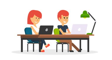 İnsanlar iş ofis tasarım düz