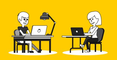 İnsanlar iş ofis tasarım düz