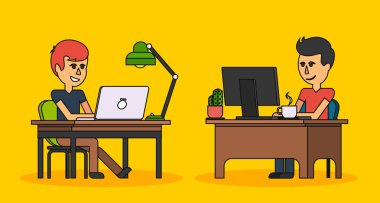 İnsanlar iş ofis tasarım düz