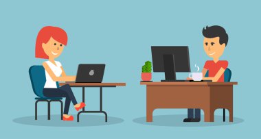 İnsanlar iş ofis tasarım düz