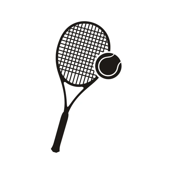 Tennisschläger und Ball monochrom — Stockvektor