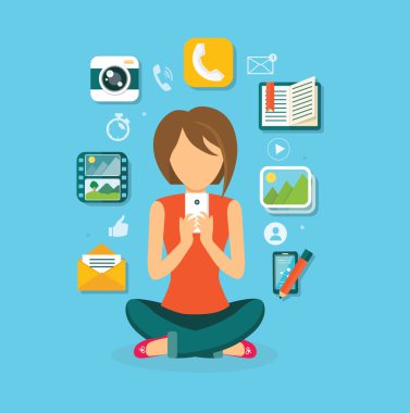 Woman User Smartphone Design Flat