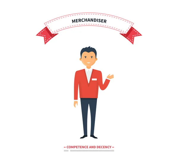 Merchandiser Hombre Competencia y decencia — Vector de stock