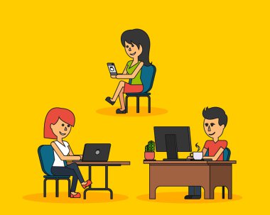 İnsanlar iş ofis tasarım düz