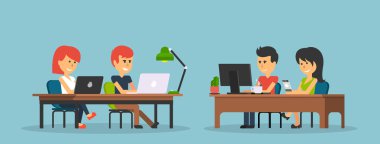 İnsanlar iş ofis tasarım düz