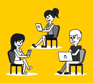 İnsanlar iş ofis tasarım düz