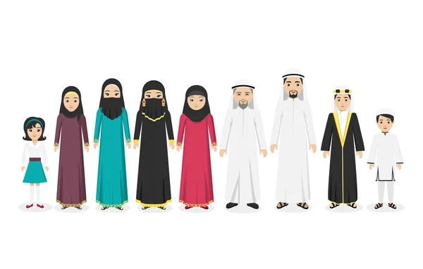 Arabische familie mensen ontwerpen Flat — Stockvector