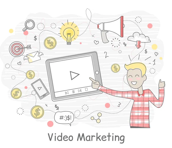 Wideo marketingu firmy projekt płaski — Wektor stockowy