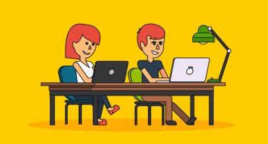 İnsanlar iş ofis tasarım düz