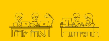 İnsanlar iş ofis tasarım düz