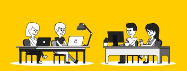 İnsanlar iş ofis tasarım düz