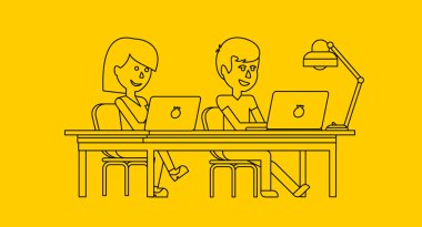 İnsanlar iş ofis tasarım düz