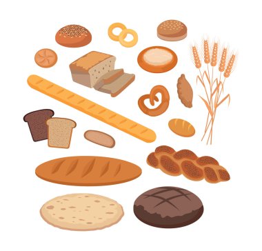 Bakery Products Set Flat Design