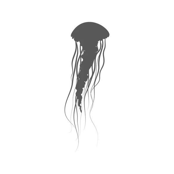 Monochrome Jellyfish Floating in Space — Stock Vector