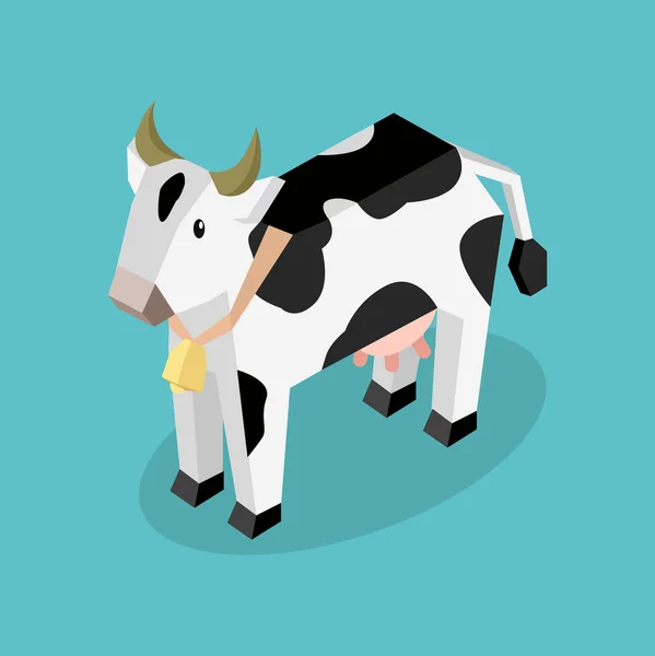 Vaca 3d preta com manchas brancas —  Vetores de Stock