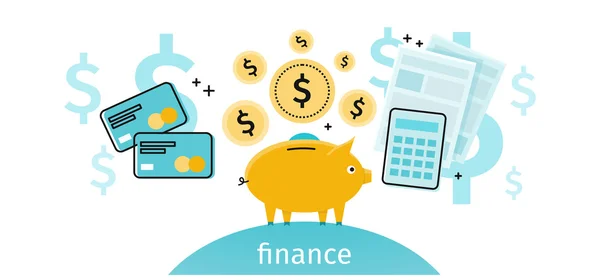 Finance Concept Banner Design Flat — Stock Vector