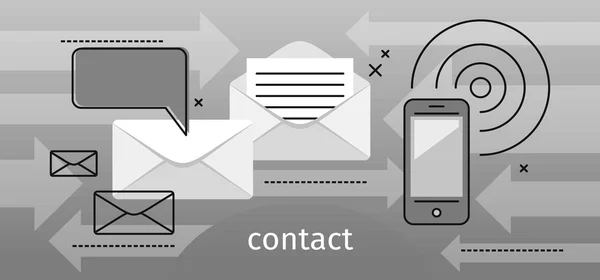 Contact Concept bericht en tekstballon — Stockvector