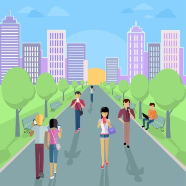 İnsanlar sokakta Smartphone ile