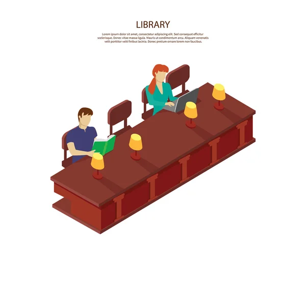 People Read for the Library Table — Stock Vector