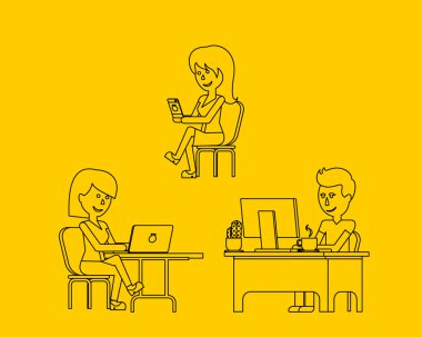 İnsanlar iş ofis tasarım düz