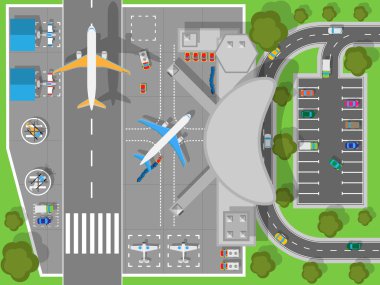 Havaalanı Bir Top View. Terminal ve Uçak