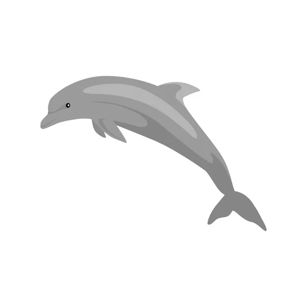Golfinho monocromático isolado em fundo branco — Vetor de Stock