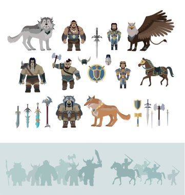 Stylized fantasy characters clipart