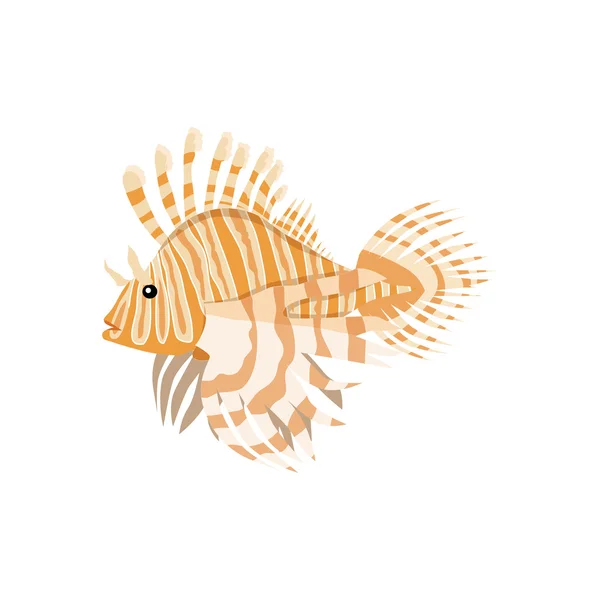 熱帯魚が泳ぐミノカサゴ Pterois Volitans — ストックベクタ