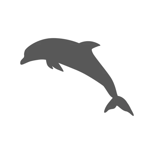 Monochroom Dolphin geïsoleerd op witte achtergrond — Stockvector