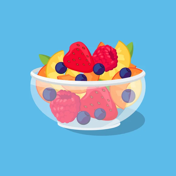 Glass Bowl with Fruit and Berries — Stock Vector