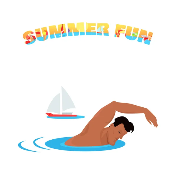 Design de conceito de cartaz de banner divertido de verão — Vetor de Stock