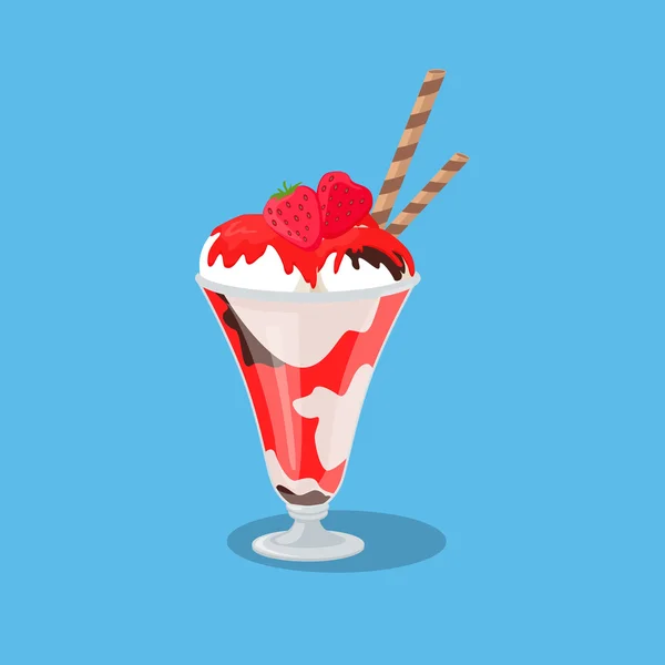 ガラスの中のアイスクリームヨーグルト — ストックベクタ