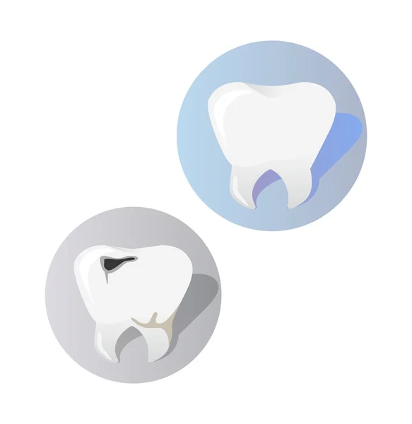 Dessin animé sur la conception de dents saines et malades — Image vectorielle