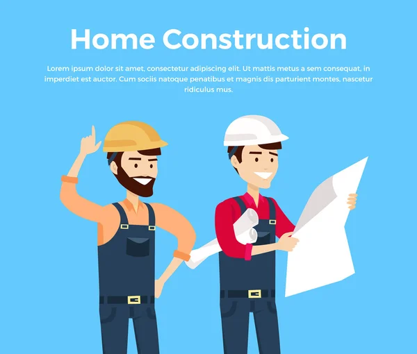 Home Construcción Diseño Banner Conceptual — Vector de stock