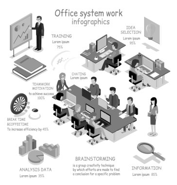 İzometrik Office sistem iş Infographic
